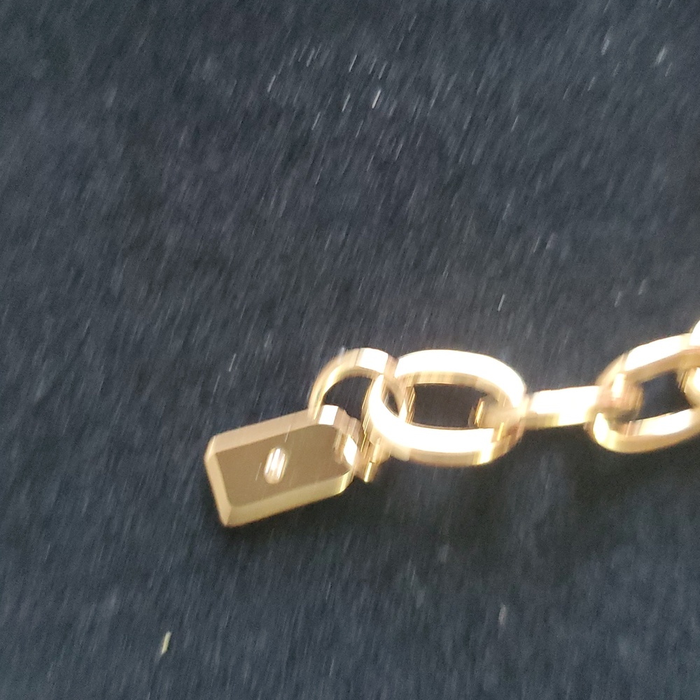 Coach Chunky Signature Chain Link Necklace/Pink Stones - Picture 12 of 14